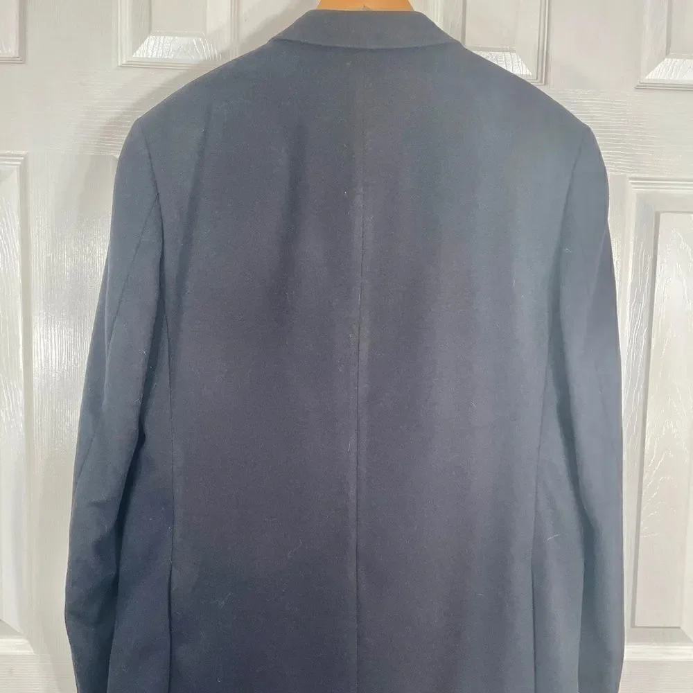 100% BLACK WOOL 2 BUTTON BLAZER by M&S Size 44L